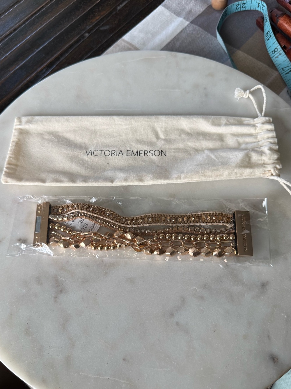 Victoria Emerson Gold and Crystal Multi-Row Stack Bracelet Set NWOT - Picture 4 of 4